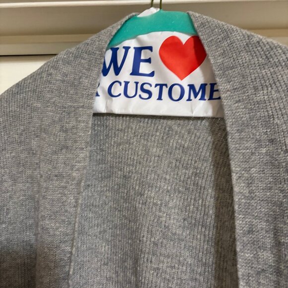 Polo Ralph Lauren Gray Wool Cashmere Open Front Women's Long Cardigan - Picture 3 of 5